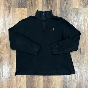 Polo Ralph Lauren Men Size XL Black 1/4 Zip Long Sleeve Pullover Flesh Pony